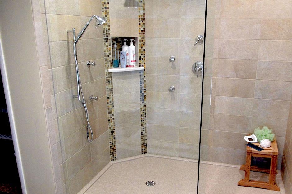 walk in shower in remodeled bathroom in Central Illinois by True Craft Remodelers